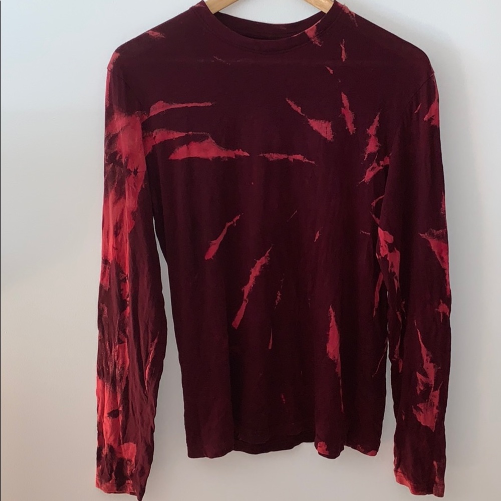Primark deep red hand dyed long sleeve tee size a